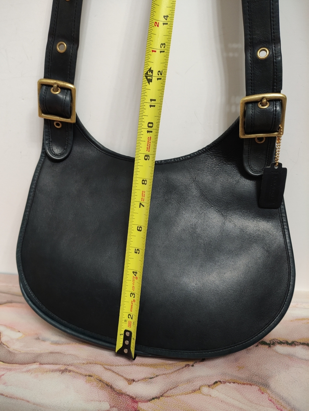 Vintage Coach 9210 Saddle Bag Large Navy Blue - Picture 11 of 16